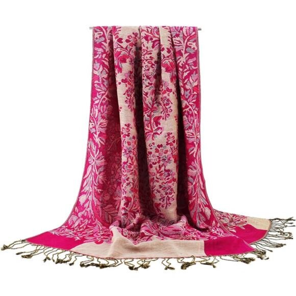 Silky Paisley Pashmina Shawl Scarf-Women's Soft Double-side Jacquard - Picture 2 of 6